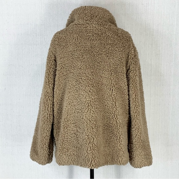 Favlux~Super Soft/Furry/Cozy Tan Oversized Notched Collar Teddy Jacket~Sz Large - Picture 9 of 16